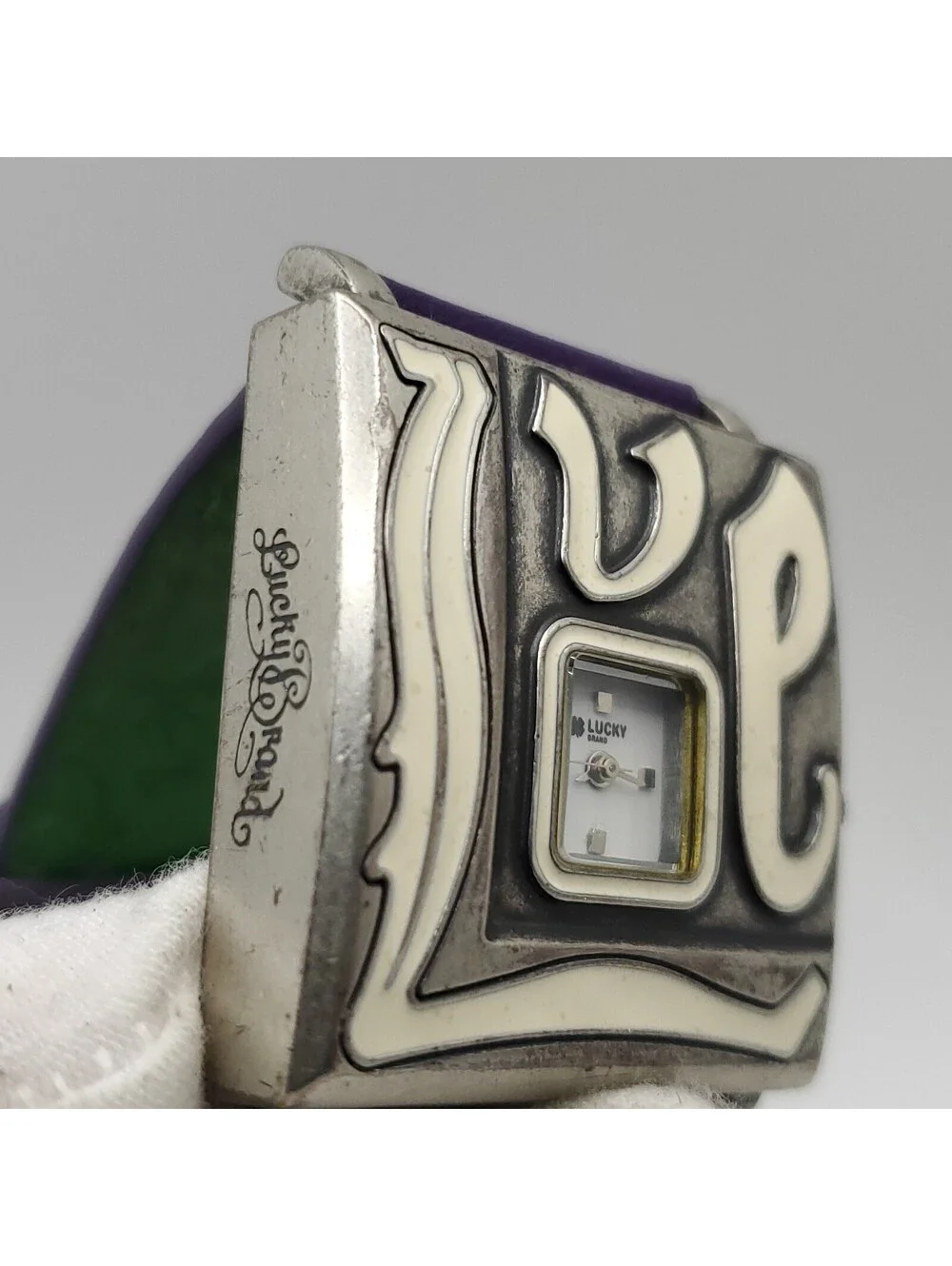 Lucky Brand Quartz Womens Watch 37mm Square Face Love Purple/Green New Battery